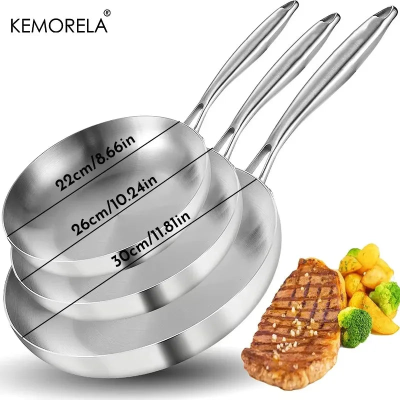 🍳 3-Piece Stainless Steel Frying Pan Set – Non-Stick & Eco-Friendly