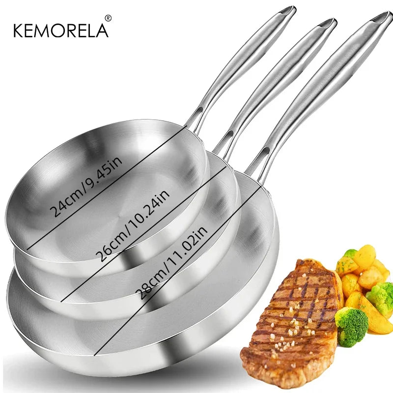 🍳 3-Piece Stainless Steel Frying Pan Set – Non-Stick & Eco-Friendly