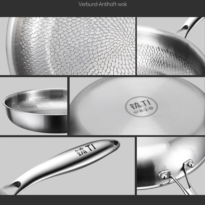 🍲 German Titanium Frying Pan – Non-Stick Fish Scale Hammer Design