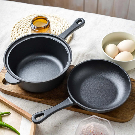 🍖 Cast Iron Skillet & Pot Set with Lid – BBQ, Steak, Grill & Stew Pan for Indoor/Outdoor Cooking