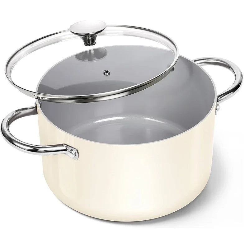 🥘 MICHELANGELO 6-Quart Ceramic Coated Non-Stick Soup Pot – Double Handle for Induction & Gas Stoves