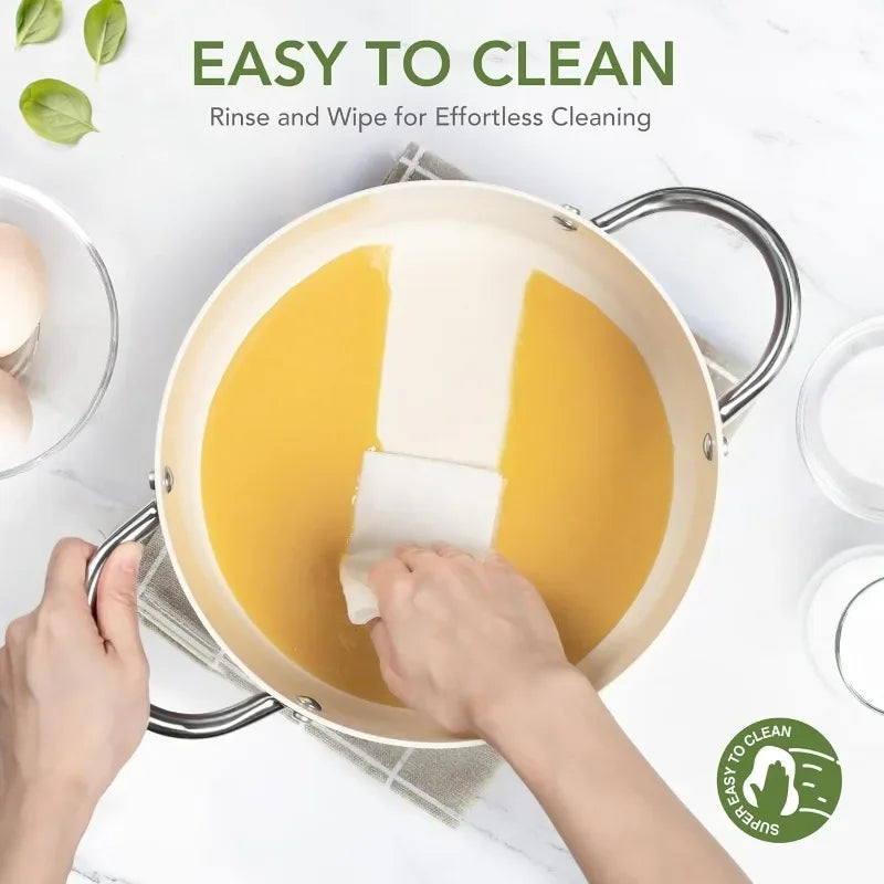 🥘 MICHELANGELO 6-Quart Ceramic Coated Non-Stick Soup Pot – Double Handle for Induction & Gas Stoves