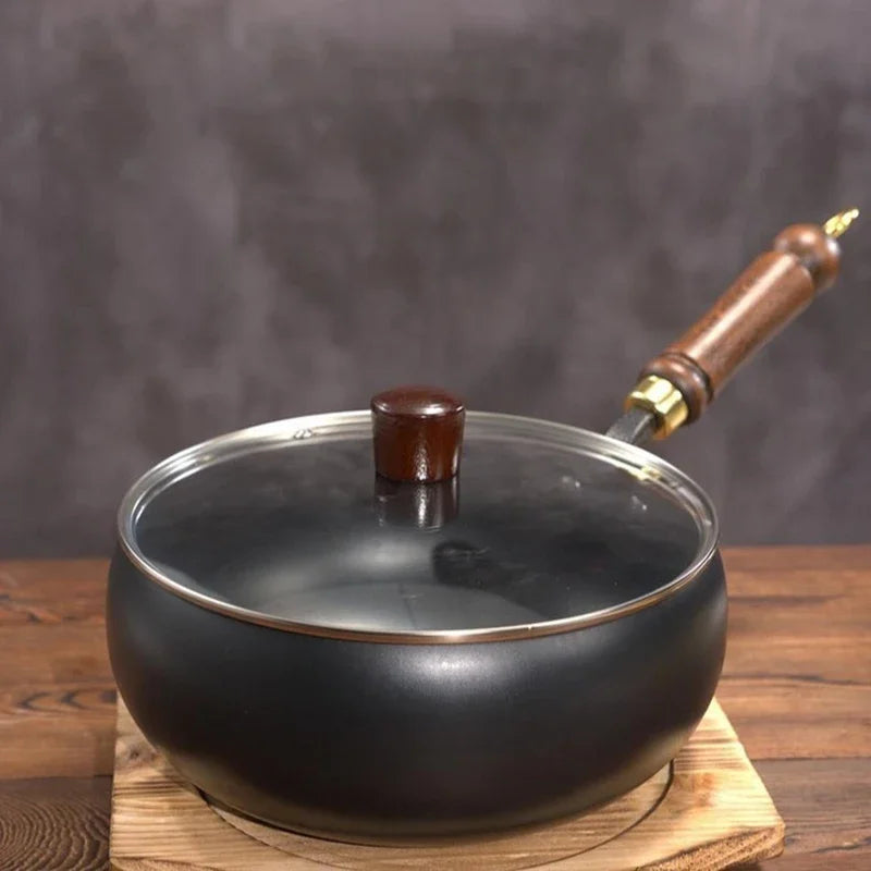 🥘 Handmade Forged Cast Iron Non-Stick Pan – Stir Fry & Stew Pot