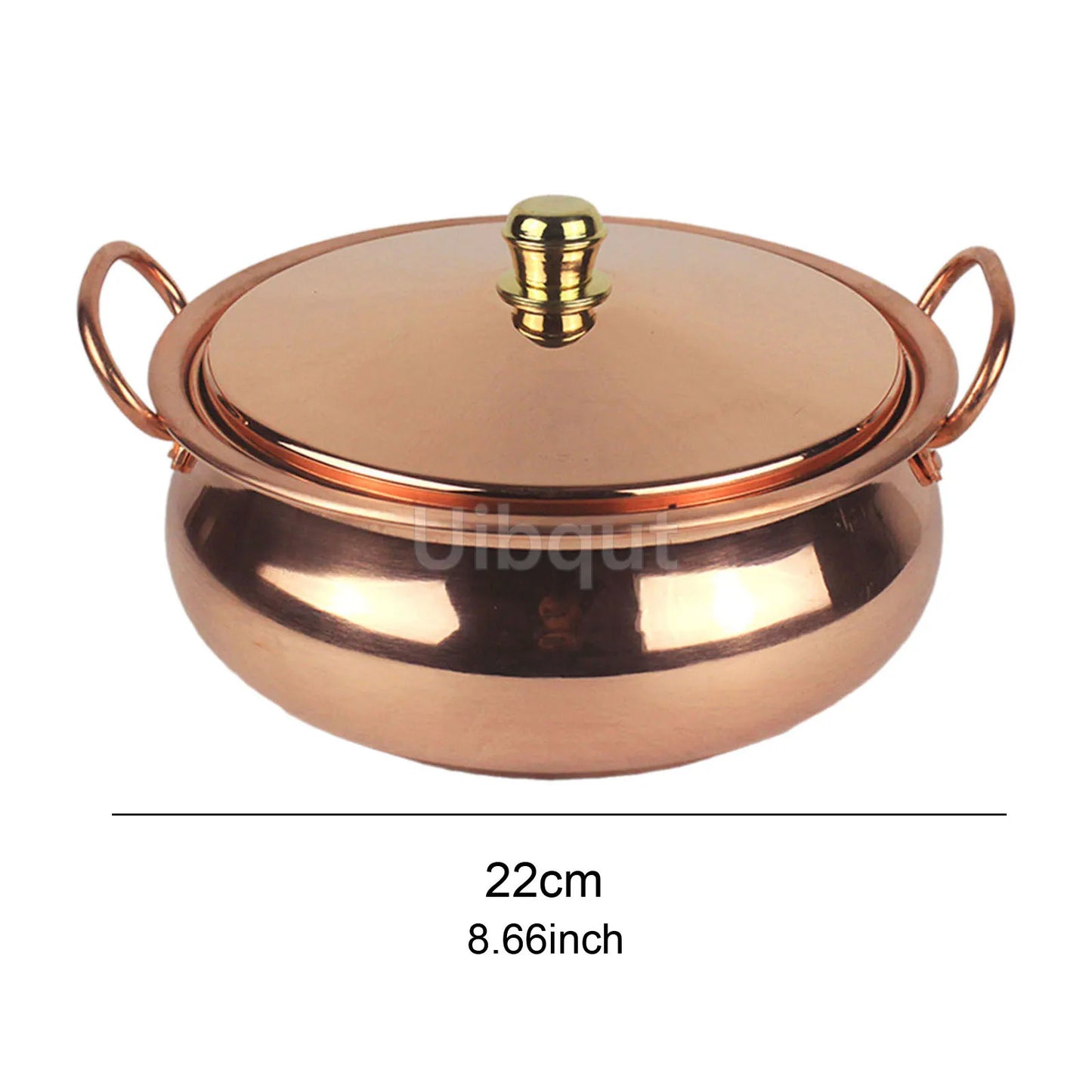 🥘 Handmade Pure Copper Pot with Lid – Binaural Cooking Pot