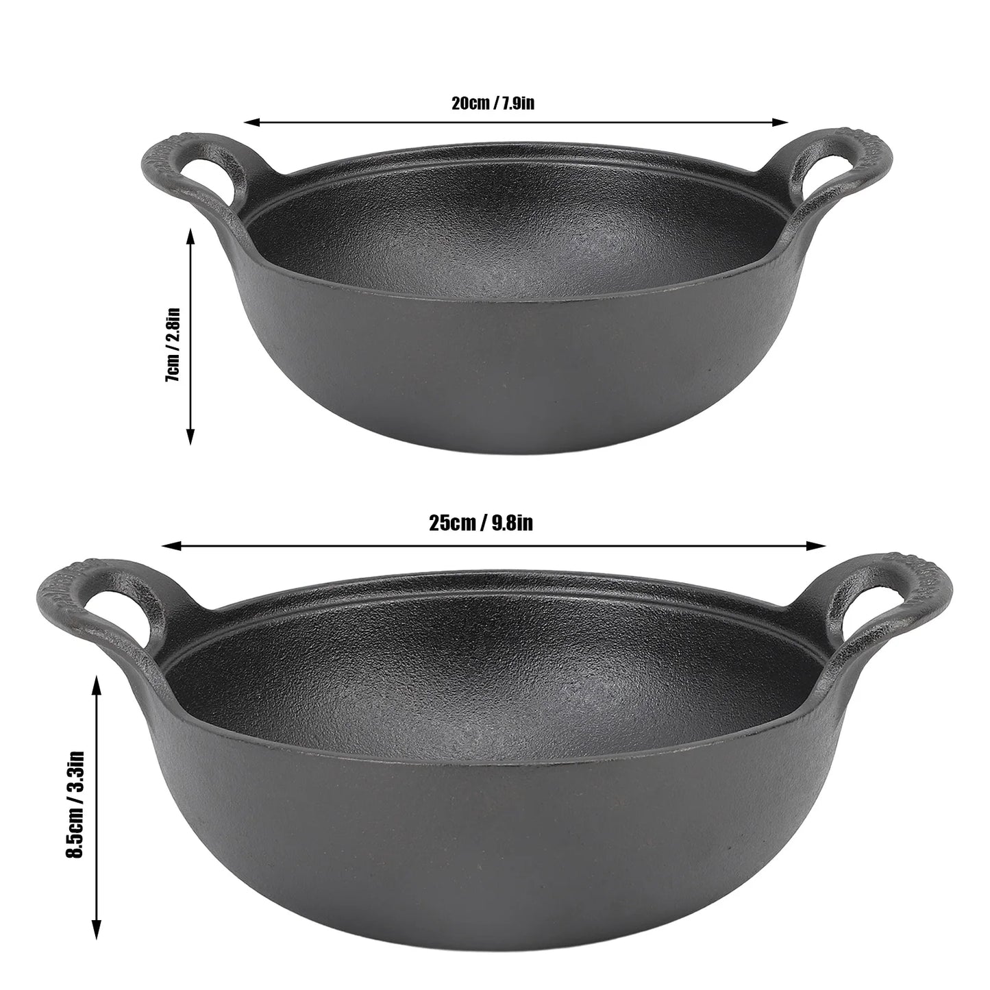 🍲 Cast Iron Wok with Wooden Lid – Flat Base Stir Fry Pan with Double Handles
