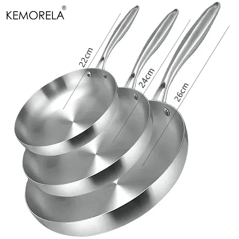🍳 3-Piece Stainless Steel Frying Pan Set – Non-Stick & Eco-Friendly