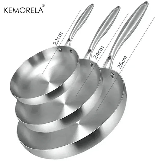 🍳 3-Piece Stainless Steel Frying Pan Set – Non-Stick & Eco-Friendly