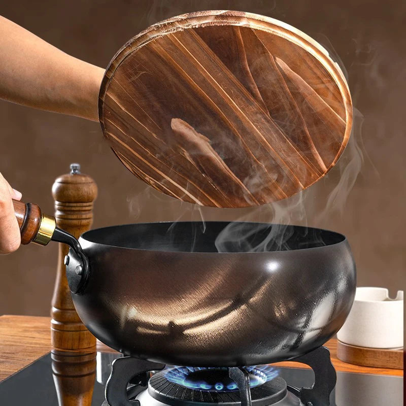 🥘 Handmade Forged Cast Iron Non-Stick Pan – Stir Fry & Stew Pot