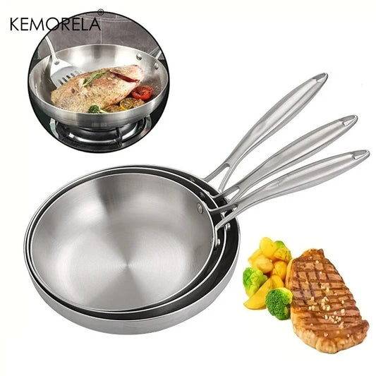 🍳 3-Piece Stainless Steel Frying Pan Set – Non-Stick & Eco-Friendly