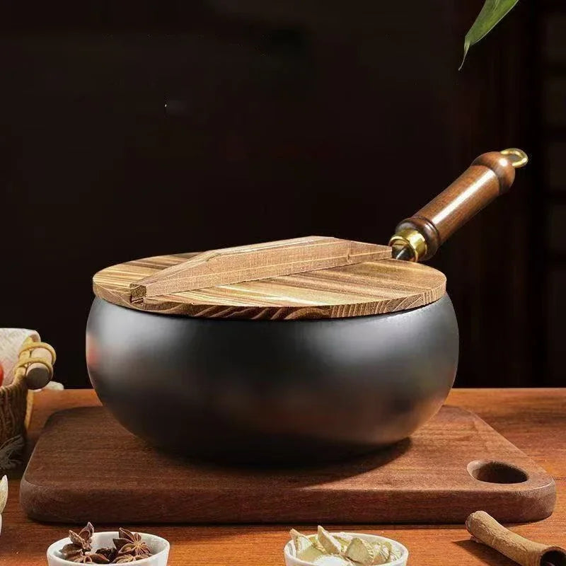 🥘 Handmade Forged Cast Iron Non-Stick Pan – Stir Fry & Stew Pot