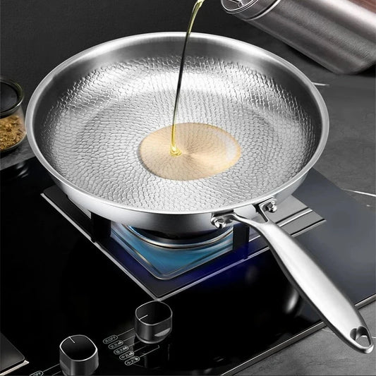 🍲 German Titanium Frying Pan – Non-Stick Fish Scale Hammer Design