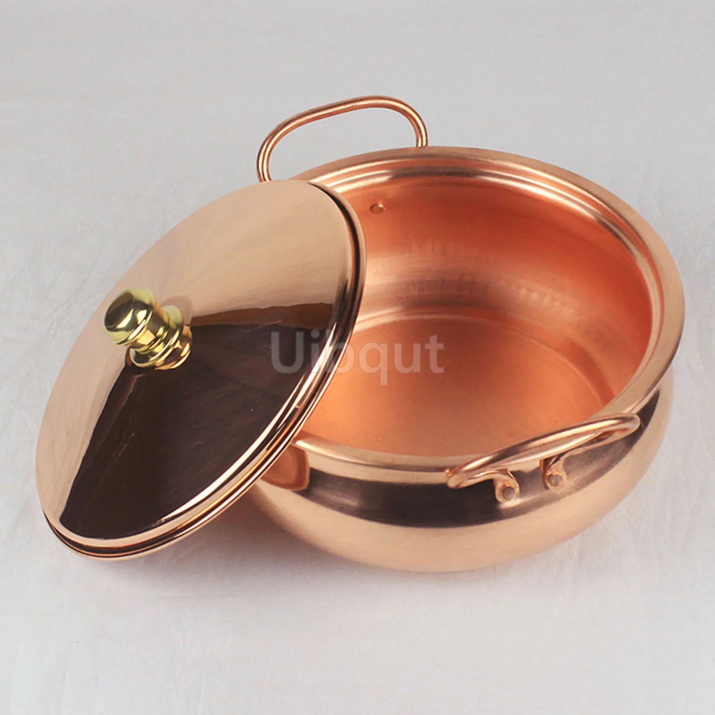 🥘 Handmade Pure Copper Pot with Lid – Binaural Cooking Pot