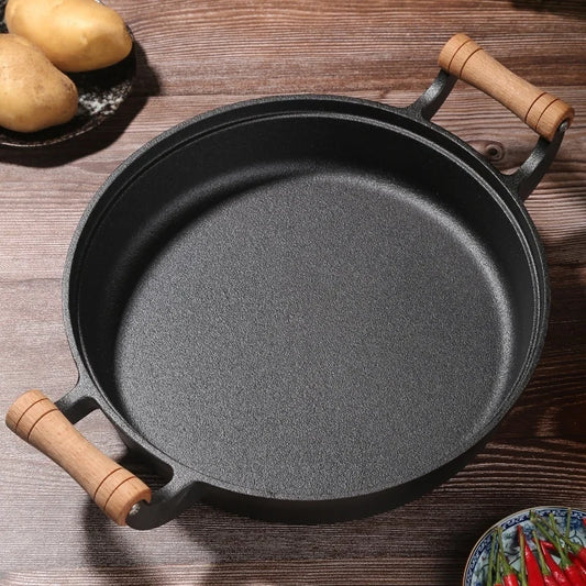 🥞 Cast Iron Pancake Pan – Thickened Flat Pan with Double Handles