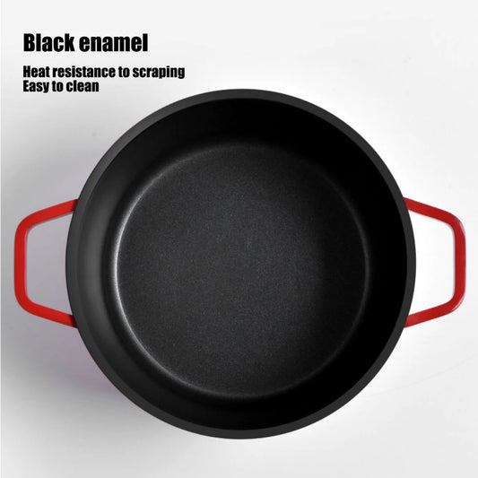 🍲 Cast Iron Enamel Soup Pot with Lid – Non-Stick Stew Pan for Gas & Induction
