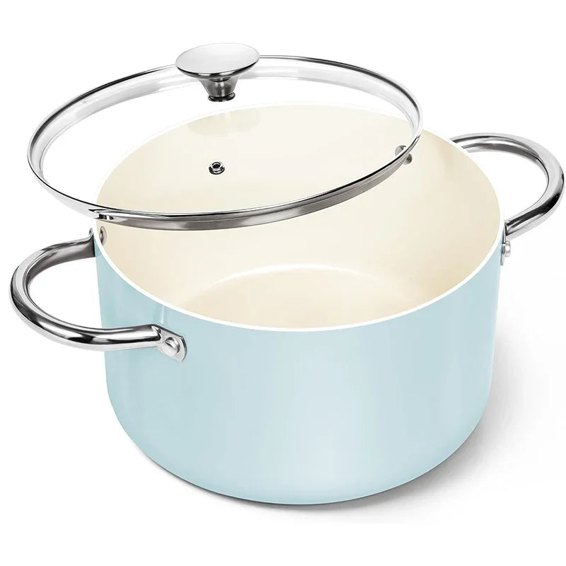 🥘 MICHELANGELO 6-Quart Ceramic Coated Non-Stick Soup Pot – Double Handle for Induction & Gas Stoves
