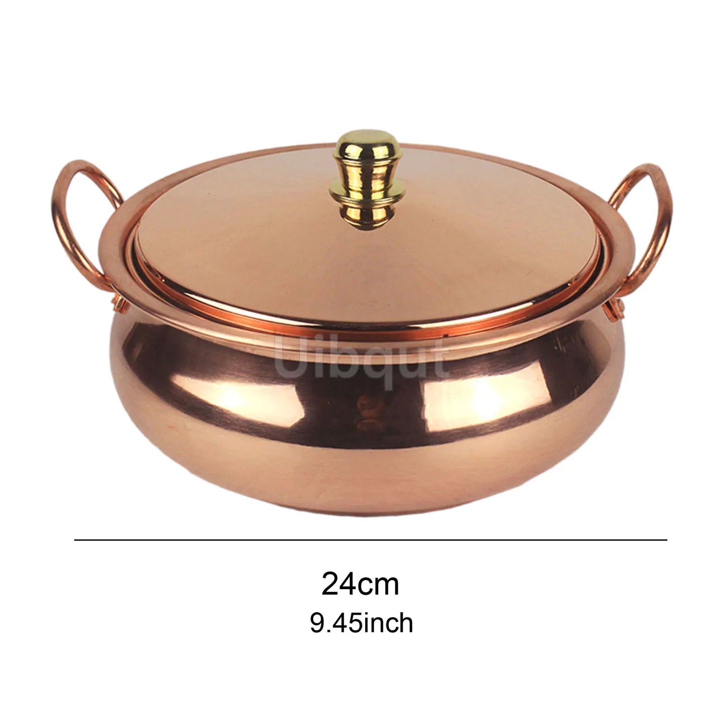 🥘 Handmade Pure Copper Pot with Lid – Binaural Cooking Pot